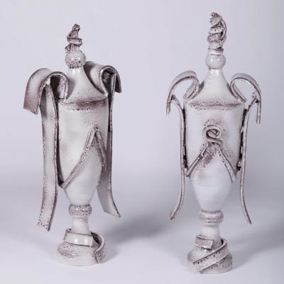 Giuseppe Ducrot PAIR OF WHITE AMPHORAE II