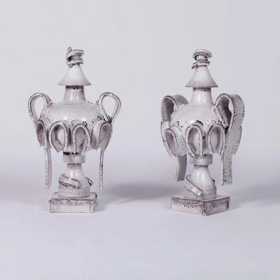 Giuseppe Ducrot PAIR OF WHITE AMPHORAE III