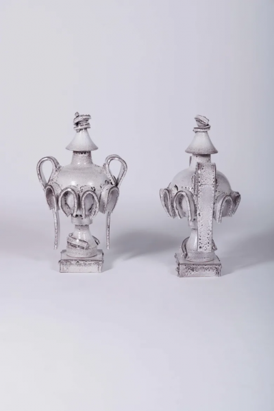 Giuseppe Ducrot PAIR OF WHITE AMPHORAE III