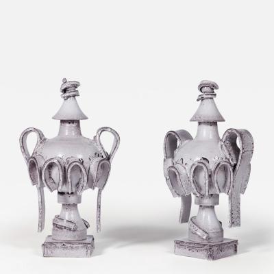 Giuseppe Ducrot PAIR OF WHITE AMPHORAE III