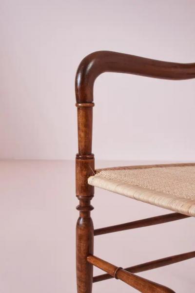 Giuseppe Gaetano Descalzi Guido Chiappe Model Campanino Armchairs Beechwood and Cane Chiavari 1950s