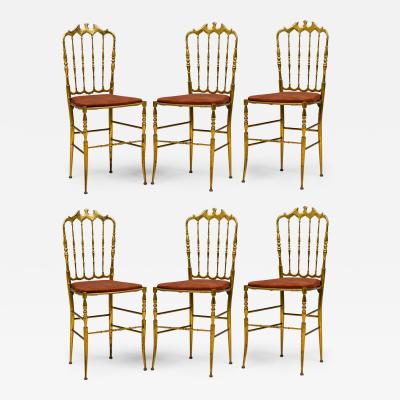 Giuseppe Gaetano Descalzi Set of 10 Giuseppe Gaetano Decalzi Chiavari Italian Brass Dining Side Chairs