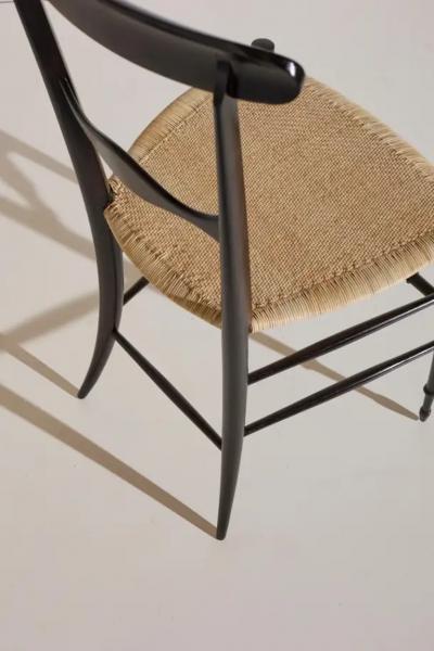 Giuseppe Gaetano Descalzi Set of Six Campanino Chairs by Colombo Sanguineti Chiavari with New Woven Cane