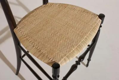 Giuseppe Gaetano Descalzi Set of Six Campanino Chairs by Colombo Sanguineti Chiavari with New Woven Cane