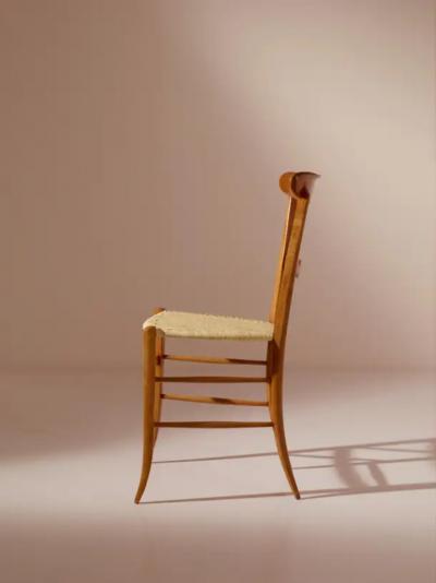 Giuseppe Gaetano Descalzi Set of Six Campanino Chairs by Fratelli Podest Chiavari 1960s New Woven Cane