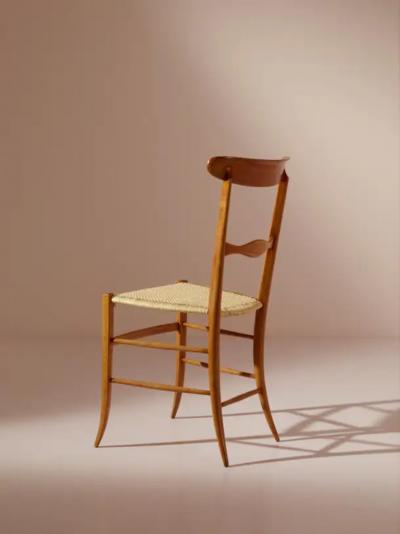Giuseppe Gaetano Descalzi Set of Six Campanino Chairs by Fratelli Podest Chiavari 1960s New Woven Cane