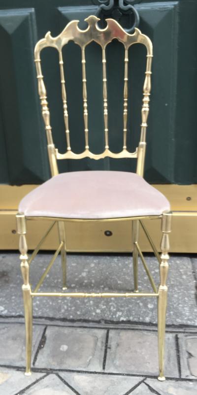 Giuseppe Gaetano Descalzi Set of chairs in turned and polished brass Chiavari Italy circa 1960