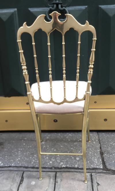 Giuseppe Gaetano Descalzi Set of chairs in turned and polished brass Chiavari Italy circa 1960