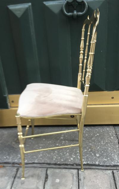 Giuseppe Gaetano Descalzi Set of chairs in turned and polished brass Chiavari Italy circa 1960