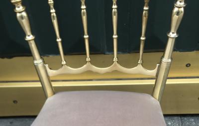 Giuseppe Gaetano Descalzi Set of chairs in turned and polished brass Chiavari Italy circa 1960