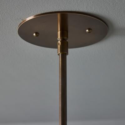 Giuseppe Ostuni Large Three Cone White and Brass Chandelier in the Style of Giuseppe Ostuni