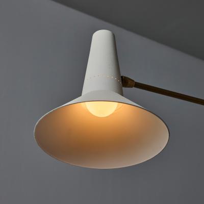 Giuseppe Ostuni Large Three Cone White and Brass Chandelier in the Style of Giuseppe Ostuni