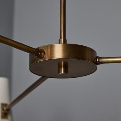 Giuseppe Ostuni Large Three Cone White and Brass Chandelier in the Style of Giuseppe Ostuni