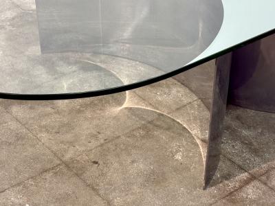 Giuseppe Raimondi Italian Mid Century Modern Glass and Metal Coffee Table by G Raimondi 1970s