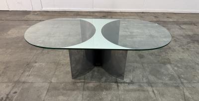 Giuseppe Raimondi Italian Mid Century Modern Glass and Metal Coffee Table by G Raimondi 1970s