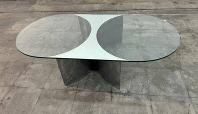 Giuseppe Raimondi Italian Mid Century Modern Glass and Metal Coffee Table by G Raimondi 1970s