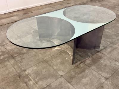Giuseppe Raimondi Italian Mid Century Modern Glass and Metal Coffee Table by G Raimondi 1970s