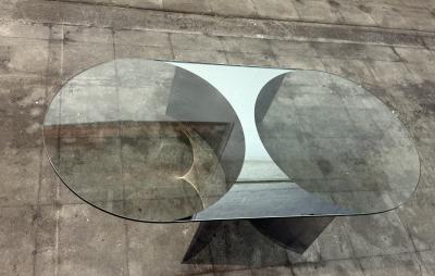Giuseppe Raimondi Italian Mid Century Modern Glass and Metal Coffee Table by G Raimondi 1970s