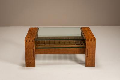 Giuseppe Rivadossi Brutalist Coffee Table in Slavonian Oak by Giuseppe Rivadossi Italy 1970s
