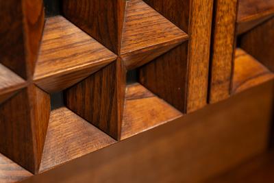 Giuseppe Rivadossi Large Giuseppe Rivadossi Bookcase in Carved Slavonian Oak Italy 1970s