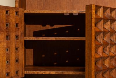 Giuseppe Rivadossi Large Giuseppe Rivadossi Bookcase in Carved Slavonian Oak Italy 1970s