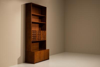 Giuseppe Rivadossi Large Giuseppe Rivadossi Bookcase in Carved Slavonian Oak Italy 1970s