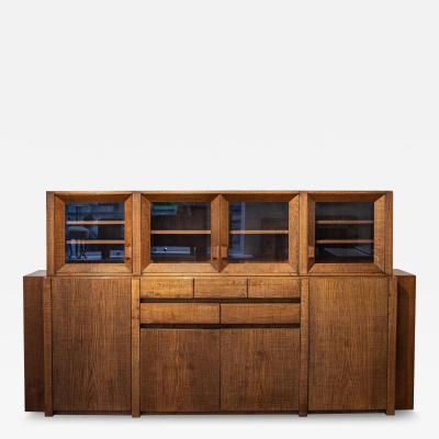Giuseppe Rivadossi Oak Wood Cabinet by Giuseppe Rivadossi circa 1970