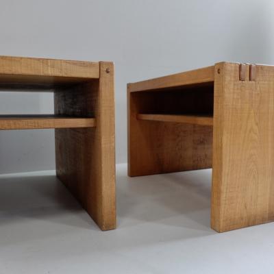 Giuseppe Rivadossi Pair of 1970s riven oak side tables by Rivadossi Italy