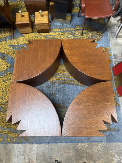 Giuseppe Rivadossi Rare Modular Quadrifoglio Coffee Table in Oak by Giuseppe Rivadossi 1970s