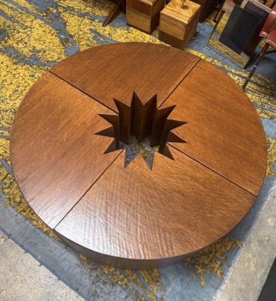 Giuseppe Rivadossi Rare Modular Quadrifoglio Coffee Table in Oak by Giuseppe Rivadossi 1970s