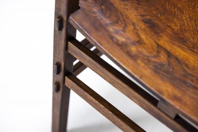 Giuseppe Rivadossi Set of Eight Rivadossi Dining Chairs with Carved Backrests in Slavonian Oak