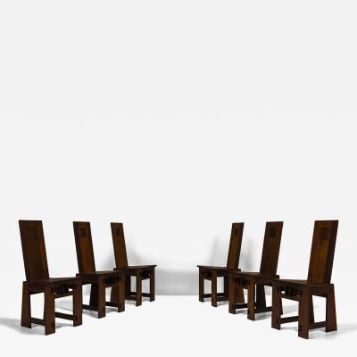 Giuseppe Rivadossi Six High Back Dining Chairs in the Style of Giuseppe Rivadossi Italy 1970s