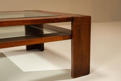 Giuseppe Rivadossi Square Coffee Table by Giuseppe Rivadossi in Slavonian Oak Italy 1980s