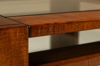 Giuseppe Rivadossi Square Coffee Table by Giuseppe Rivadossi in Slavonian Oak Italy 1980s