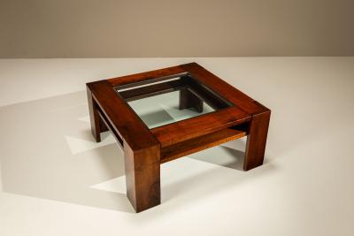 Giuseppe Rivadossi Square Coffee Table by Giuseppe Rivadossi in Slavonian Oak Italy 1980s