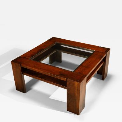 Giuseppe Rivadossi Square Coffee Table by Giuseppe Rivadossi in Slavonian Oak Italy 1980s