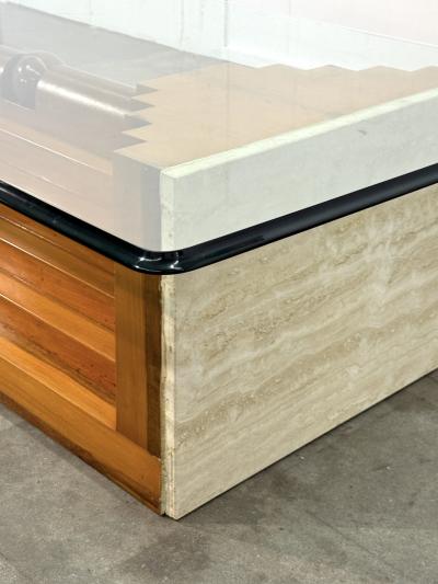 Giuseppe Rivadossi Wood and Glass Coffee Table with Sculptural Base 1970s by Giuseppe Rivadossi