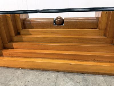 Giuseppe Rivadossi Wood and Glass Coffee Table with Sculptural Base 1970s by Giuseppe Rivadossi