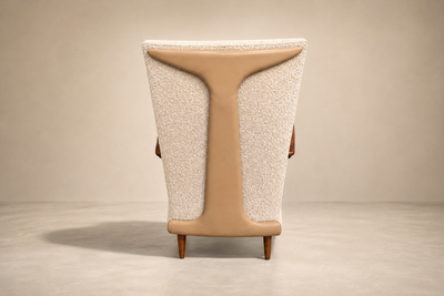 Giuseppe Scapinelli Armchair in Cavi na Wood Leather and Boucl by Giuseppe Scapinelli Brazil