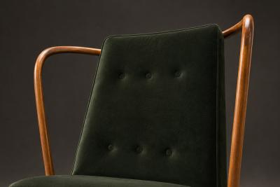 Giuseppe Scapinelli Armchair in Ivory Wood and Green Mohair by Giuseppe Scapinelli