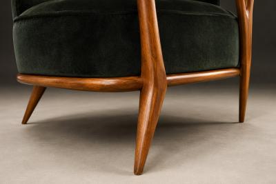 Giuseppe Scapinelli Armchair in Ivory Wood and Green Mohair by Giuseppe Scapinelli