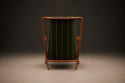 Giuseppe Scapinelli Armchair in Ivory Wood and Green Mohair by Giuseppe Scapinelli