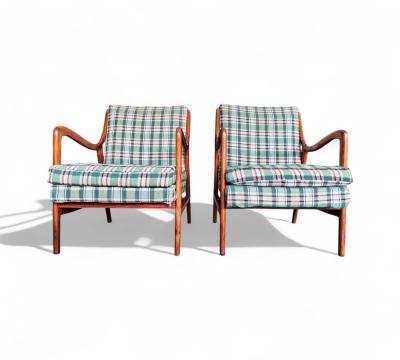Giuseppe Scapinelli Armchairs in Caviuna Wood Fabric Giuseppe Scapinelli 1950s Lot 833