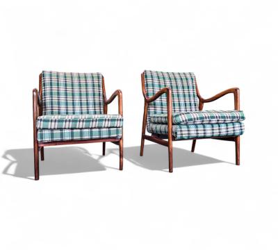 Giuseppe Scapinelli Armchairs in Caviuna Wood Fabric Giuseppe Scapinelli 1950s Lot 833
