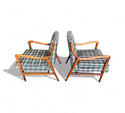 Giuseppe Scapinelli Armchairs in Caviuna Wood Fabric Giuseppe Scapinelli 1950s Lot 833