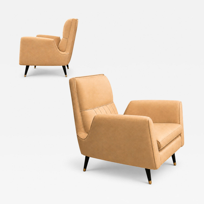 Giuseppe Scapinelli Armchairs in Hardwood Suede Brazil 1950s
