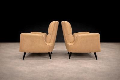 Giuseppe Scapinelli Armchairs in Hardwood Suede Giuseppe Scapinelli 1950s
