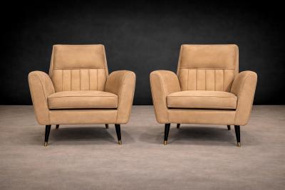 Giuseppe Scapinelli Armchairs in Hardwood Suede Giuseppe Scapinelli 1950s