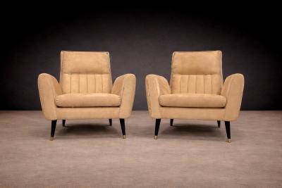 Giuseppe Scapinelli Armchairs in Hardwood Suede Giuseppe Scapinelli 1950s