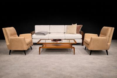 Giuseppe Scapinelli Armchairs in Hardwood Suede Giuseppe Scapinelli 1950s